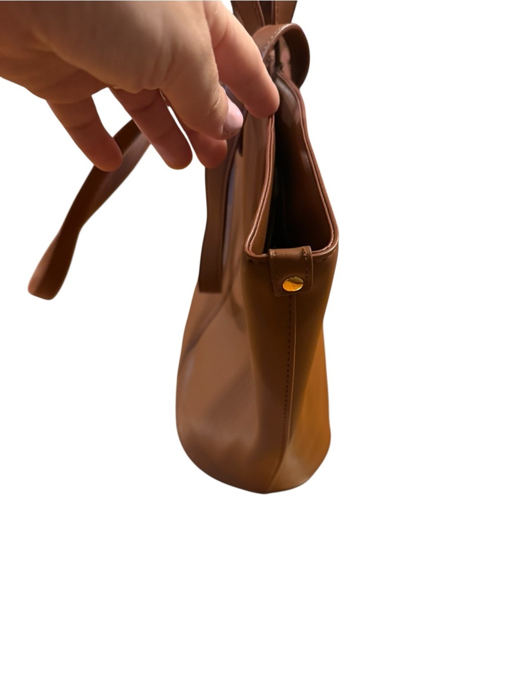 Classic Brown Leather Tote with Double Carry Straps - Picture 3 of 6